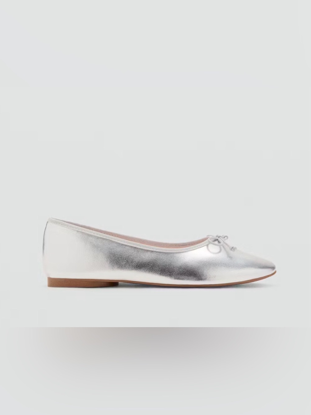 Mango Metallic Ballet Flats with Bow